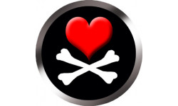 Stickers / autocollants tête mort pirate d’amour