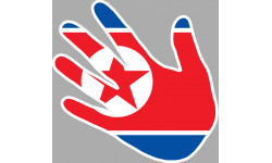 Autocollants : drapeau coree du nord main