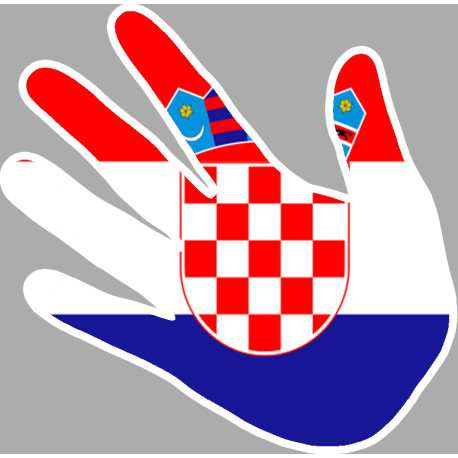 Autocollants : drapeau Croatie main