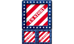 USA Story carré - 1fois 19,5cm - 2fois 9cm - Sticker/autocollant