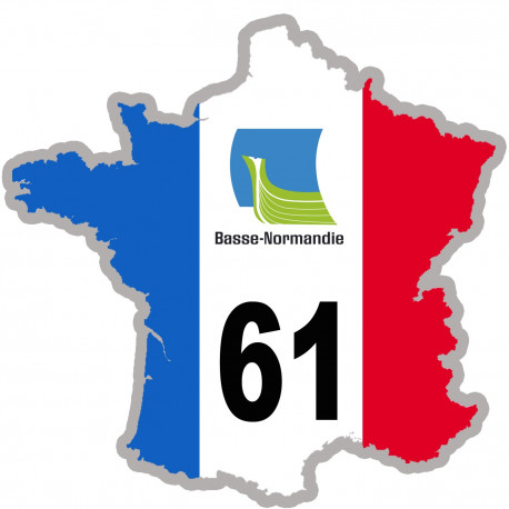 61 France Basse-Normandie - 10x10cm - Sticker/autocollant