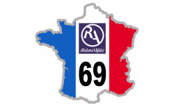 FRANCE 69 Rhône Alpes - 10x10cm - Sticker/autocollant