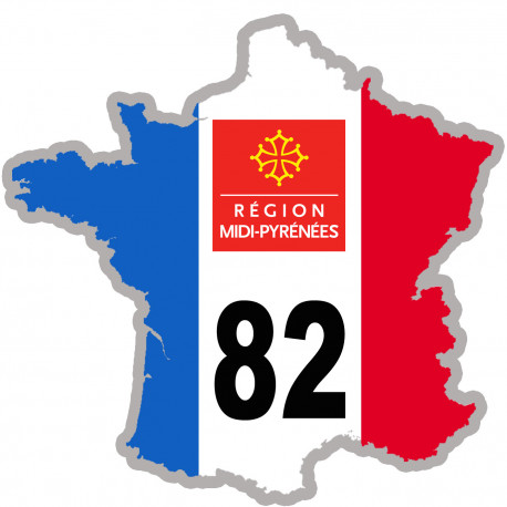 FRANCE 82 Midi Pyrénées - 10x10cm - Sticker/autocollant