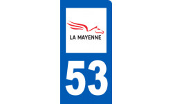 Autocollants : immatriculation motard 53 de la Mayenne