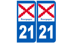 autocollant numéro immatriculation 21 de la Bourgogne