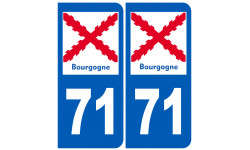autocollant numéro immatriculation 71 de la Bourgogne