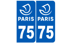 Autocollants : numéro immatriculation 75 Ville de Paris