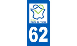 Autocollants : immatriculation motard 62 région Hauts-de-France