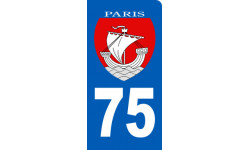 Autocollants : immatriculation motard 75 Paris
