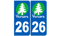immatriculation Vercors 26 la Drôme (2 logos de 10,2x4,6cm) - Sticker/autocollant