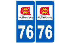 immatriculation 76 Normandie (2 logos de 10,2x4,6cm) - Sticker/autocollant