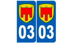 immatriculation 03 Auvergne (2 fois 10,2x4.6cm) - Sticker / autocollant