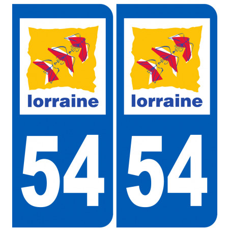 immatriculation 54 (région) - Sticker/autocollant immatriculation 54 (région) - Sticker/autocollant