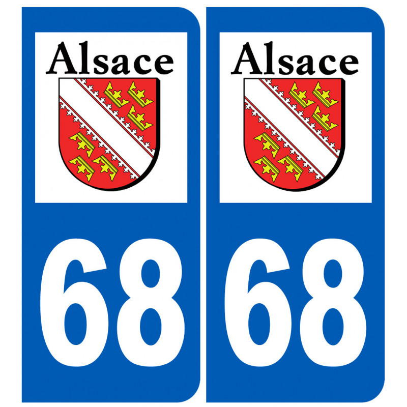 Sticker / autocollant : numéro immatriculation 68 région ...
