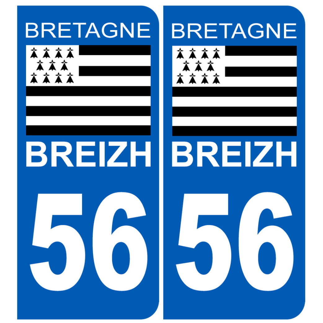 immatriculation 56 drapeau Breton - Sticker/autocollant