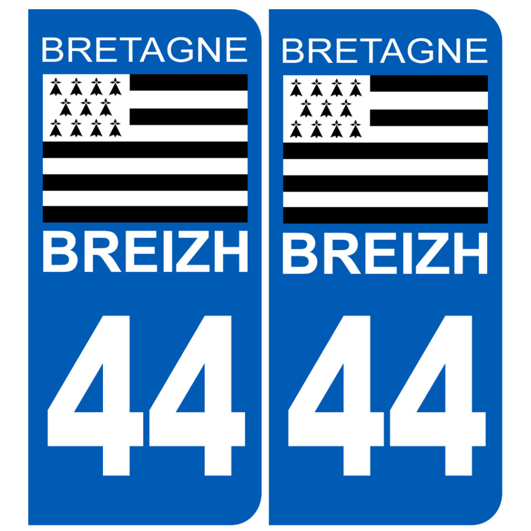 immatriculation 44 drapeau Breton - Sticker/autocollant