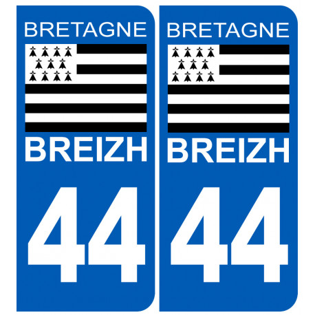 immatriculation 44 drapeau Breton - Sticker/autocollant