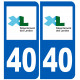 immatriculation 40 (Landes) - Sticker/autocollant