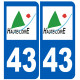 immatriculation 43 (Haute-Loire) - Sticker/autocollant