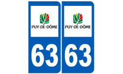 numéro immatriculation 63 (Puy-de-Dôme) - Sticker/autocollant