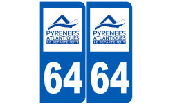 numéro immatriculation 64 (Pyrénées-Atlantiques) - Sticker/autocollant