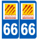 immatriculation 66 (Pyrénées-Orientales) - Sticker/autocollant