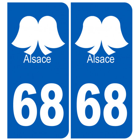 numéro immatriculation 68 (Haut-Rhin) coiffe Alsacienne - Sticker/autocollant