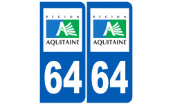 numéro immatriculation 64 (région) - Sticker/autocollant