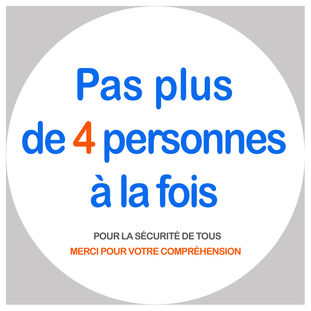 Pas plus de 4 personnes à la fois - 20cm - Sticker/autocollant