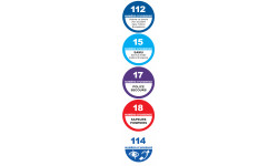Les numéros Français d'appel d'urgence - 5 unités x 3.2cm - Sticker/autocollant