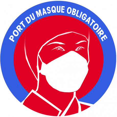 Port du masque obligatoire (10cm) - Sticker/autocollant
