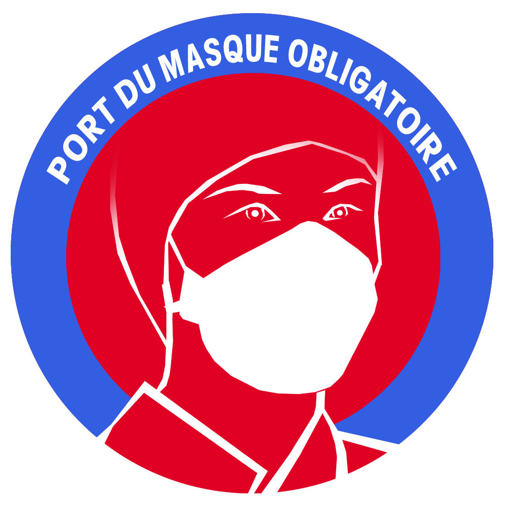 Port du masque obligatoire - 15cm - Sticker/autocollant