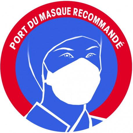 Port du masque recommandé - 10cm - Sticker/autocollant