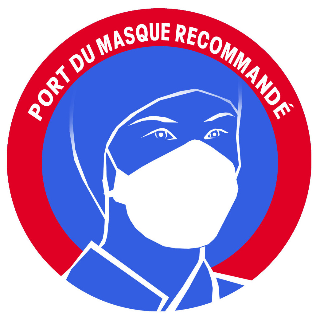 Port du masque recommandé - 15cm - Sticker/autocollant