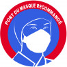 Port du masque recommandé (20cm) - Sticker/autocollant