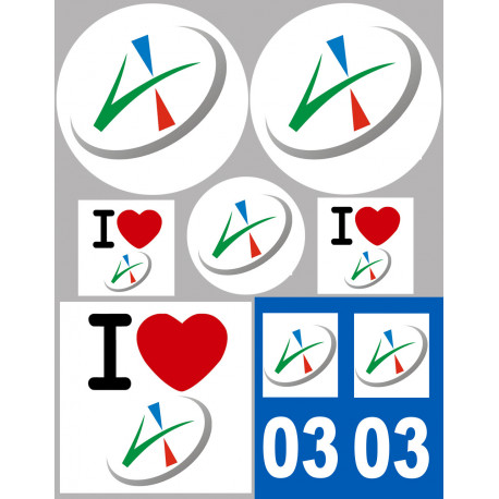 Allier - 8 autocollants variés - Sticker/autocollant