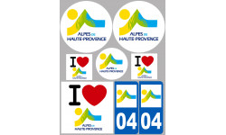 Département 04 Les Alpes de Haute-Provence - 8 autocollants variés - Sticker/autocollant