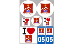 Département 05 Les Hautes Alpes - 8 autocollants variés - Sticker/autocollant