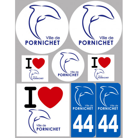 Département 44 Pornichet - 8 autocollants variés - Sticker/autocollant