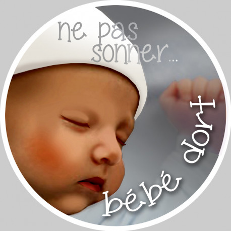 sticker / Autocollant : ne pas sonner bébé dort style 2 - 10cm - Sticker/autocollant