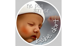 sticker / Autocollant : ne pas sonner bébé dort style 2 - 15cm - Sticker/autocollant