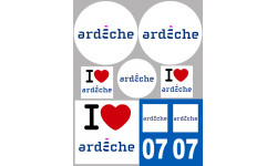 Département 07 L'Ardèche - 8 autocollants variés - Sticker/autocollant