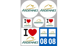 Département 08 Les Ardennes - 8 autocollants variés - Sticker/autocollant