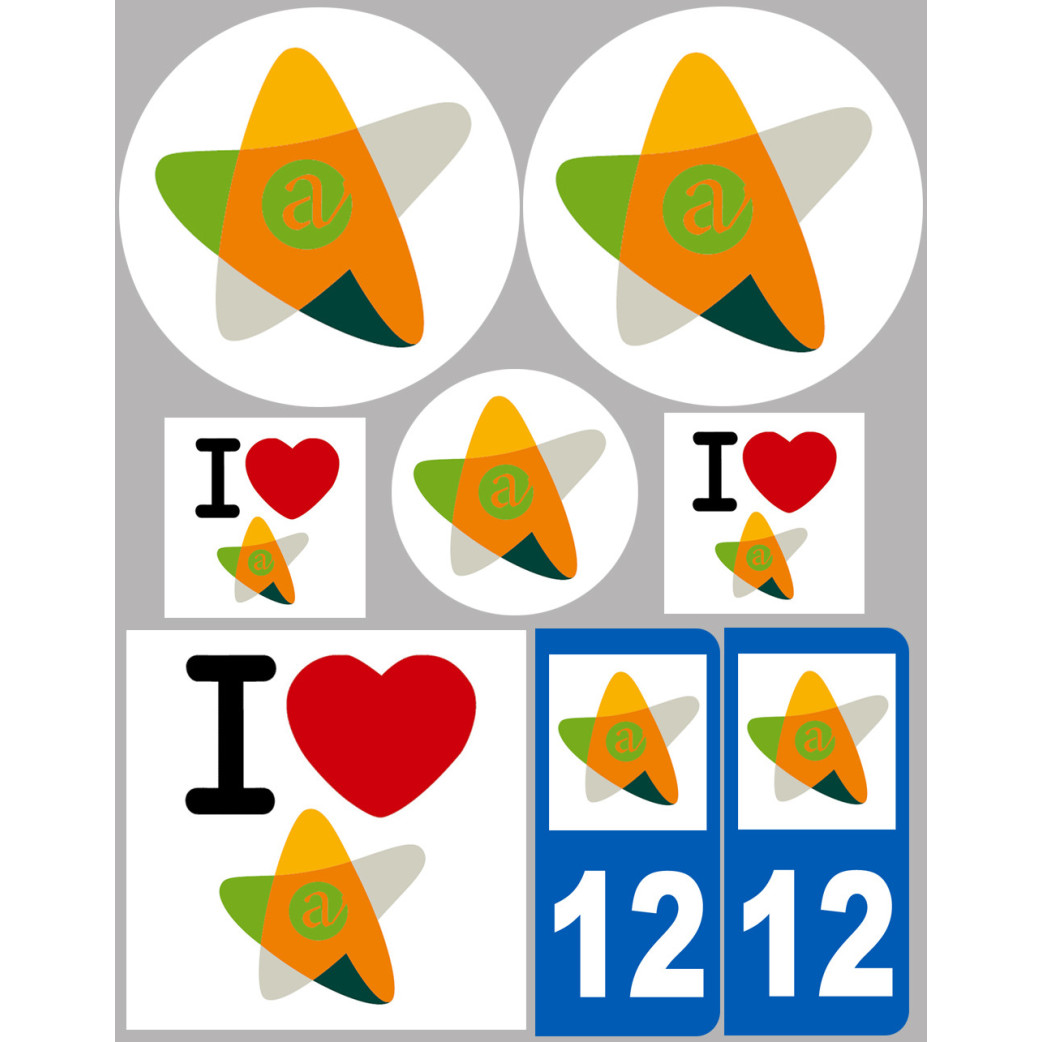 Aveyron - 8 autocollants variés - Sticker/autocollant