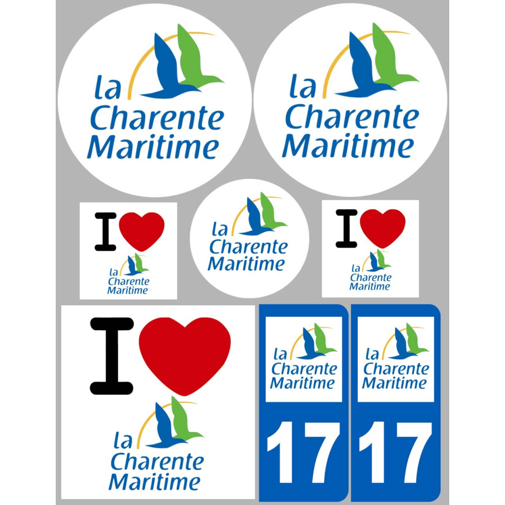 Charente Maritime - 8 autocollants variés - Sticker/autocollant