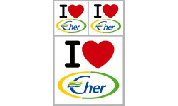 Département Le Cher (18) - 3 autocollants "J'aime" - Sticker/autocollant