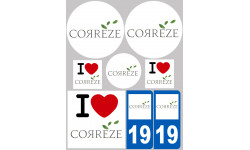 Département 19 La Corrèze - 8 autocollants variés - Sticker/autocollant