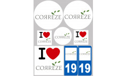 Corrèze - 8 autocollants variés - Sticker/autocollant