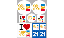 Département 21 La Côte d'Or - 8 autocollants variés - Sticker/autocollant