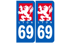 Autocollants : immatriculation 69 Lyon